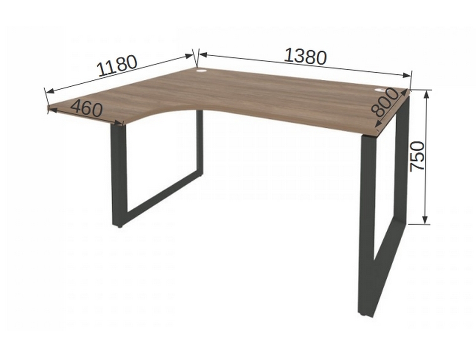 Мебель для персонала ONIX METALL O.MO-SA-3L Стол эргономичный левый на О-образном м/к