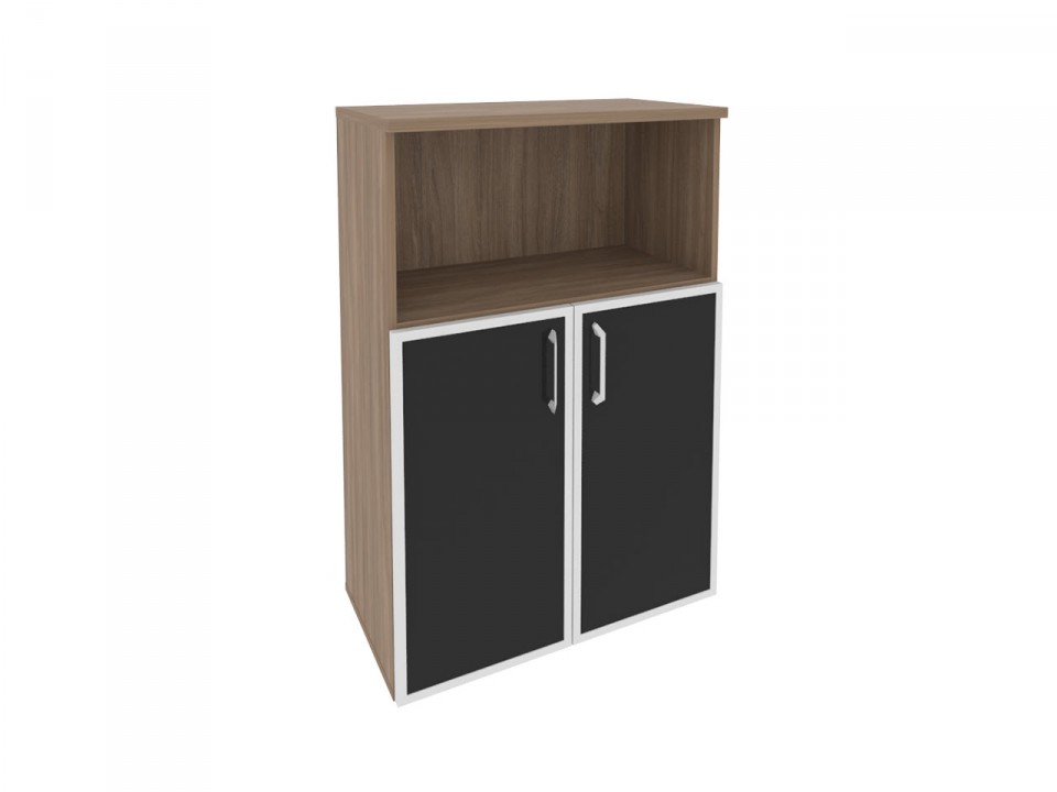 Кабинет руководителя ONIX DIRECT O.ST-2.2R black Шкаф средний широкий (2 фасада стекло лакобель в раме)