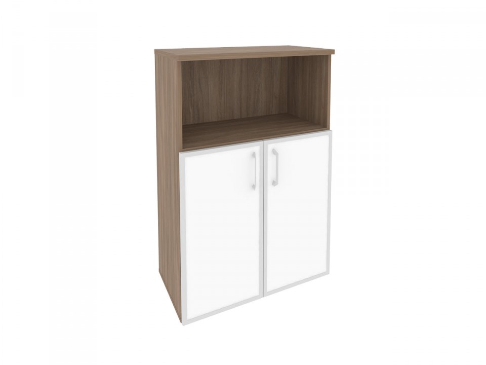 Кабинет руководителя ONIX DIRECT O.ST-2.2R white Шкаф средний широкий (2 фасада стекло лакобель в раме)